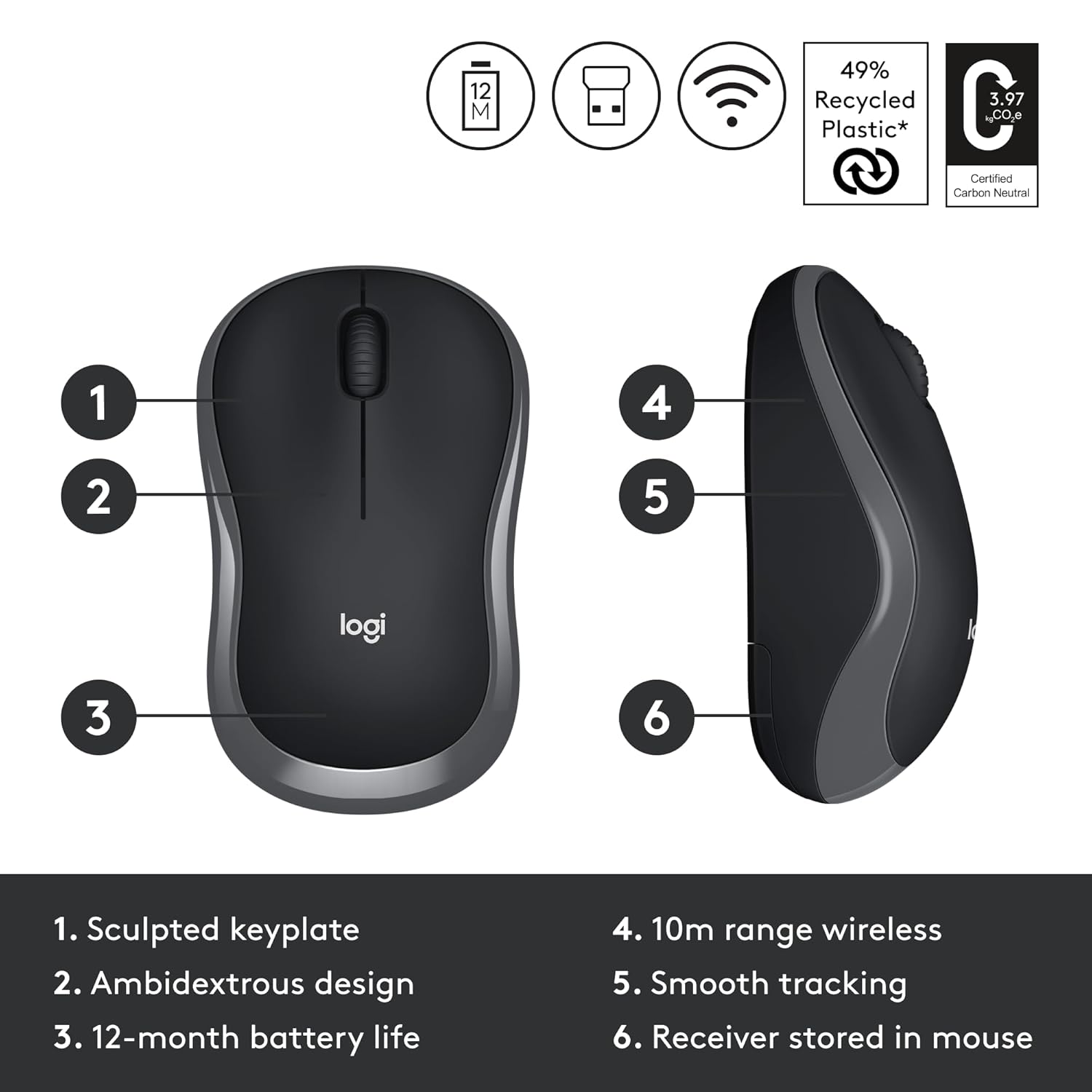 Logitech B175 Wireless Mouse view 3